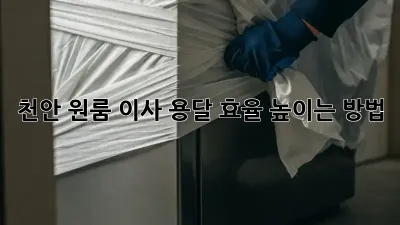 천안 원룸 이사, 용달 효율 높이는 방법!